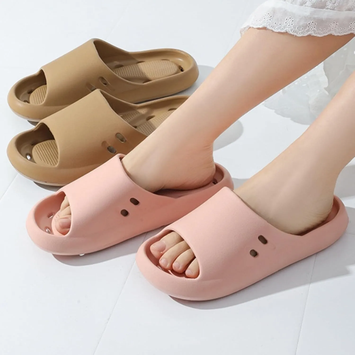 Shower Sandals Women Non Slip Men Massage Slide Sandals Soft Cushioned Anti-Slip Pool Slides Comfor Quick Drying Drain Holes Bathroom Slides Slippers
