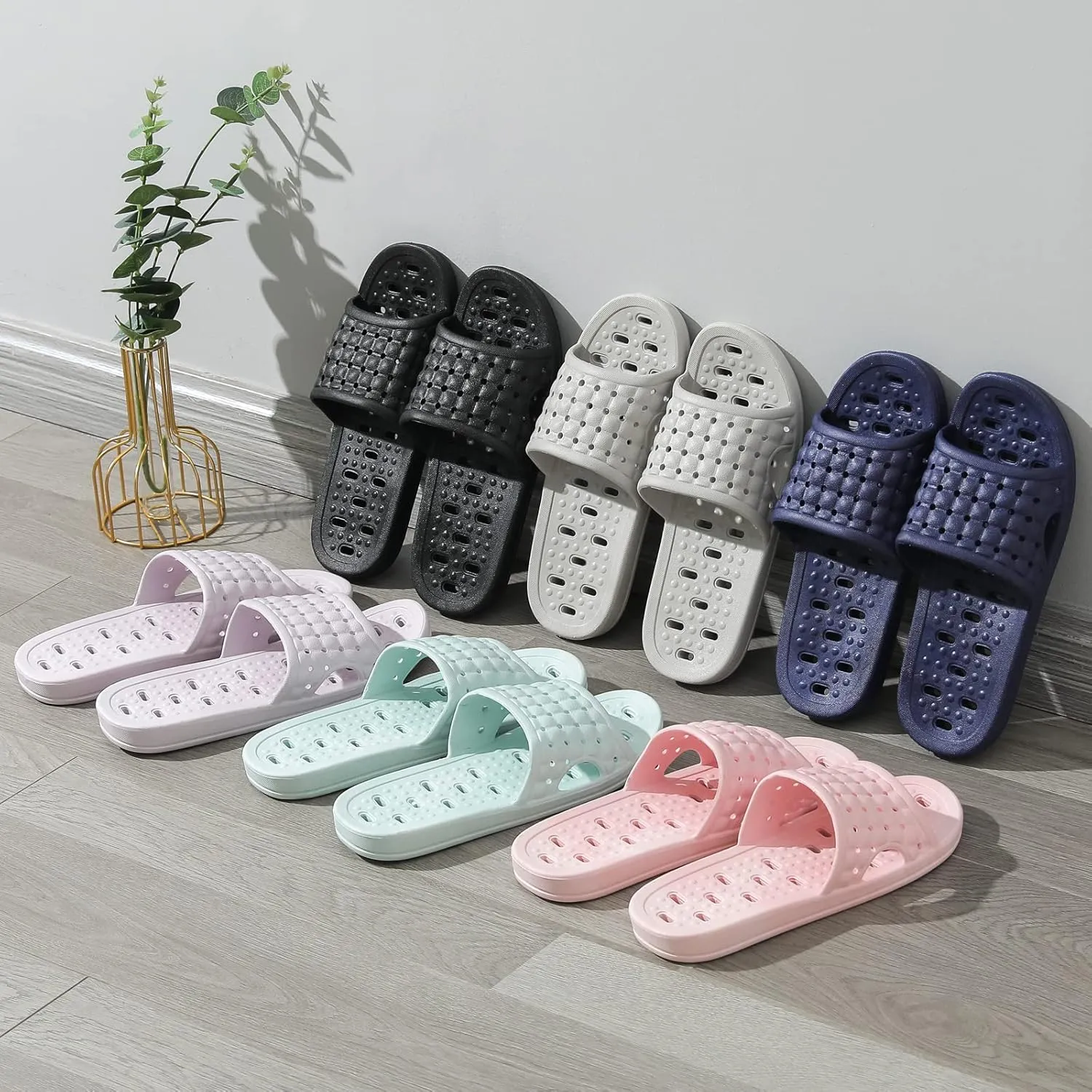 Shower Shoes Quick Dry Non-Slip Bathroom Slippers for Men Women Dorm Home Slides