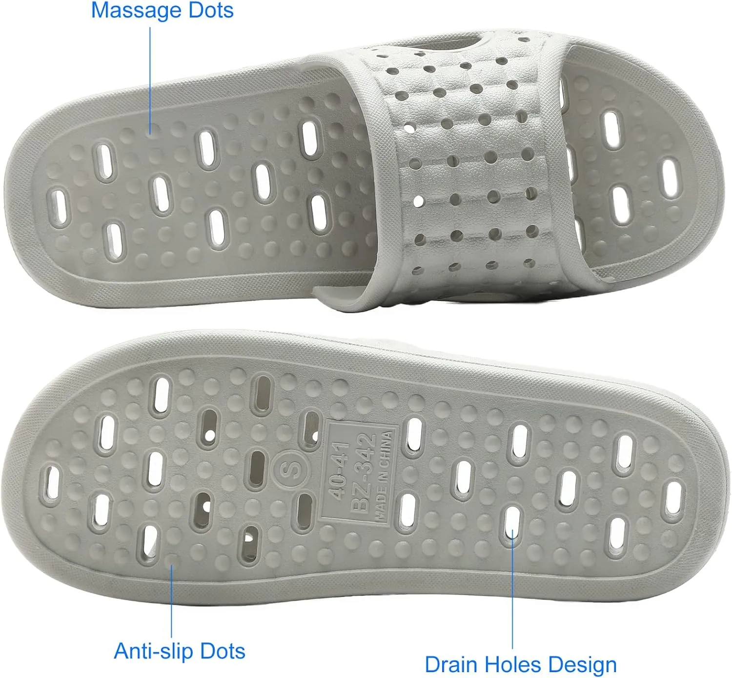 Shower Shoes Quick Dry Non-Slip Bathroom Slippers for Men Women Dorm Home Slides