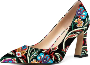 SHOWFOREST Womens Sexy Wedding Pointed Toe Slip On Patent Spool High Heel Pumps Shoes 3.3 Inch