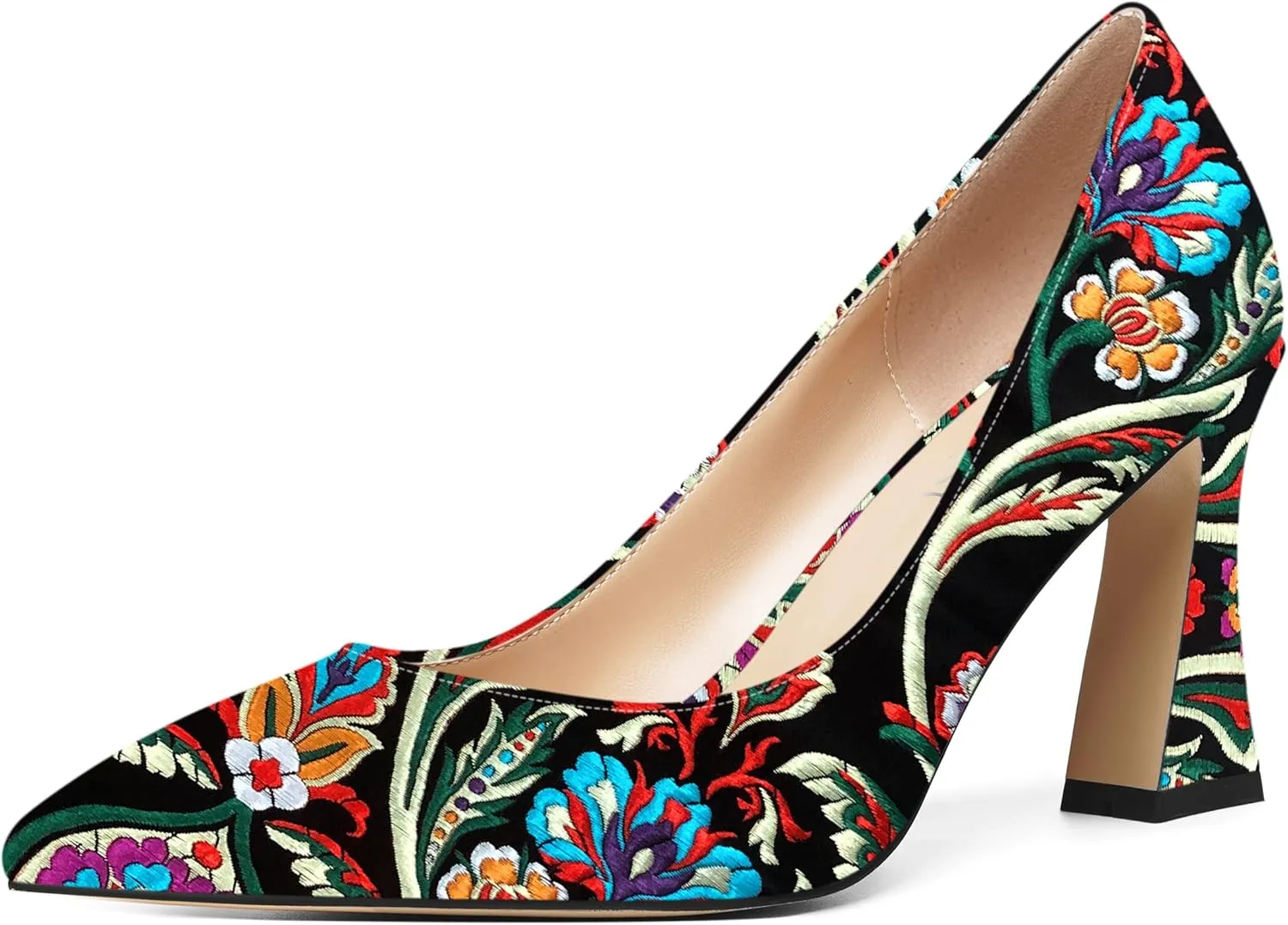 SHOWFOREST Womens Sexy Wedding Pointed Toe Slip On Patent Spool High Heel Pumps Shoes 3.3 Inch