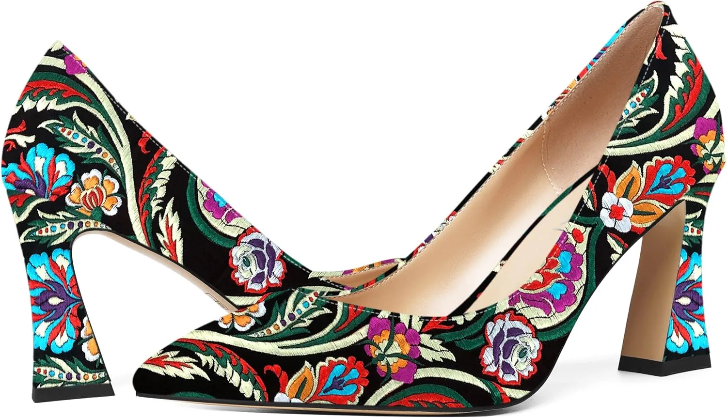 SHOWFOREST Womens Sexy Wedding Pointed Toe Slip On Patent Spool High Heel Pumps Shoes 3.3 Inch