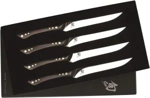 Shun Shima 4-Piece Steak Knife Set, 5" Shima Steak Knives, Handcrafted Japanese Knife Set, Japanese AUS8A Stainless Steel Blades, Pakkawood Handles