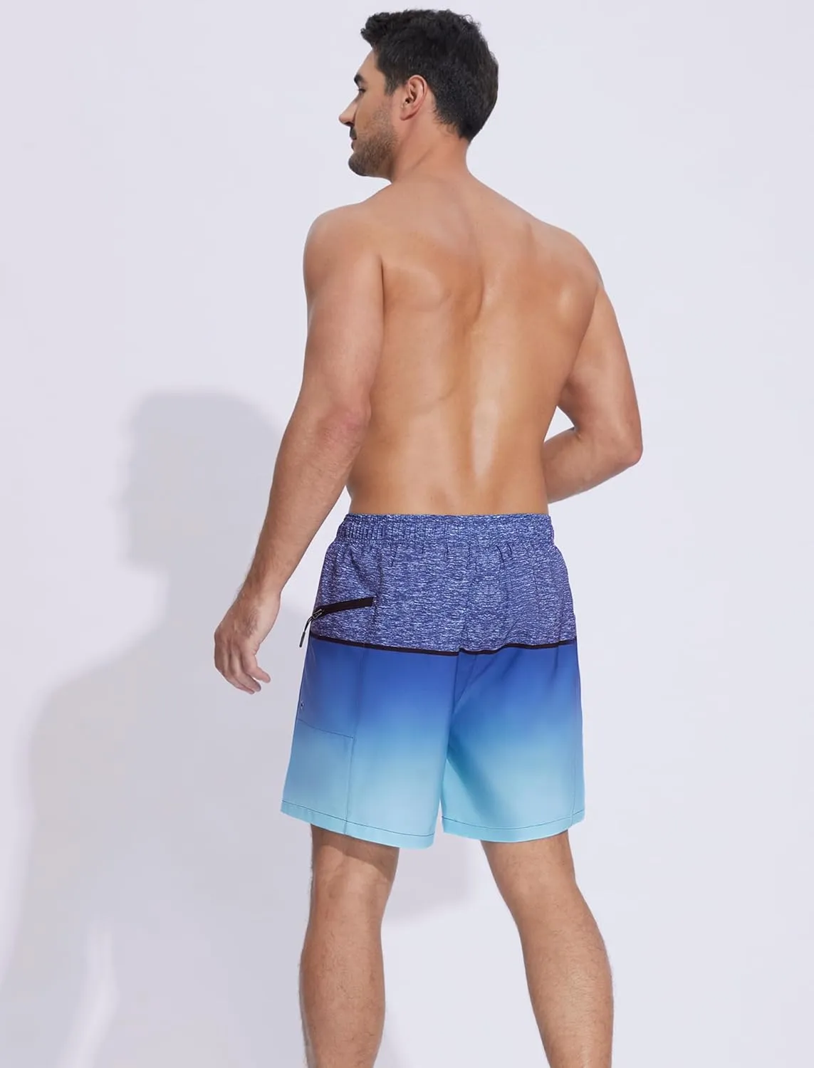SILKWORLD Men's Swim Trunks Quick Dry Swimming Shorts 6 Inch Bathing Suits with Compression Liner and Zipper Pockets