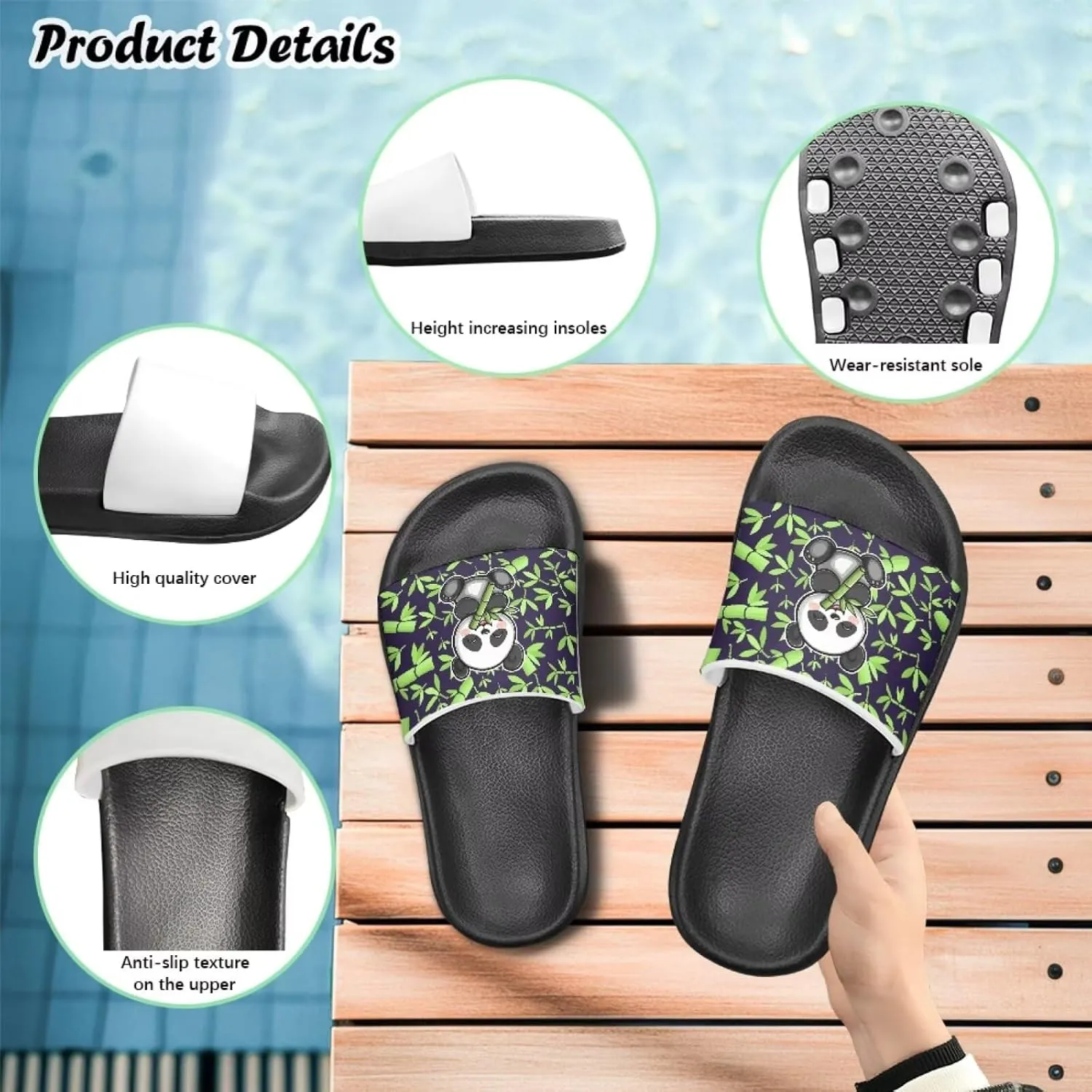 Slide Sandals for Unisex Child Soft Footbed Sandal Comfort Slip On Summer Slippers for Beach Pool