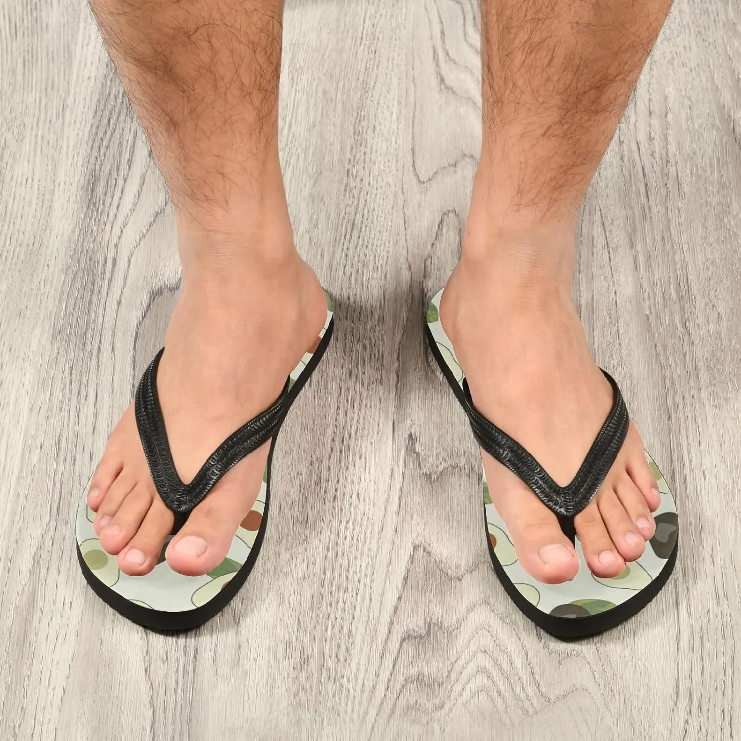 Slim Flip Flops for Women Beach - Cartoon Avocado Casual Thong Flat Sandals Rubber Slide Slippers Shower Shoes