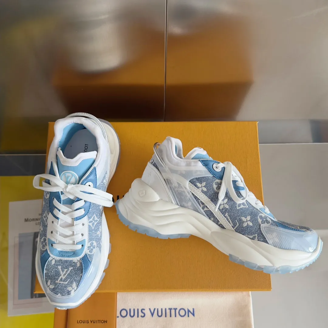 Sneaker 55mm Limited time Jacquard Mix Blue Fabric 55 Louis Light Machine-learning Vuitton White Monogram Run