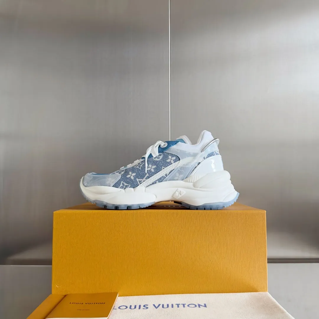 Sneaker 55mm Limited time Jacquard Mix Blue Fabric 55 Louis Light Machine-learning Vuitton White Monogram Run