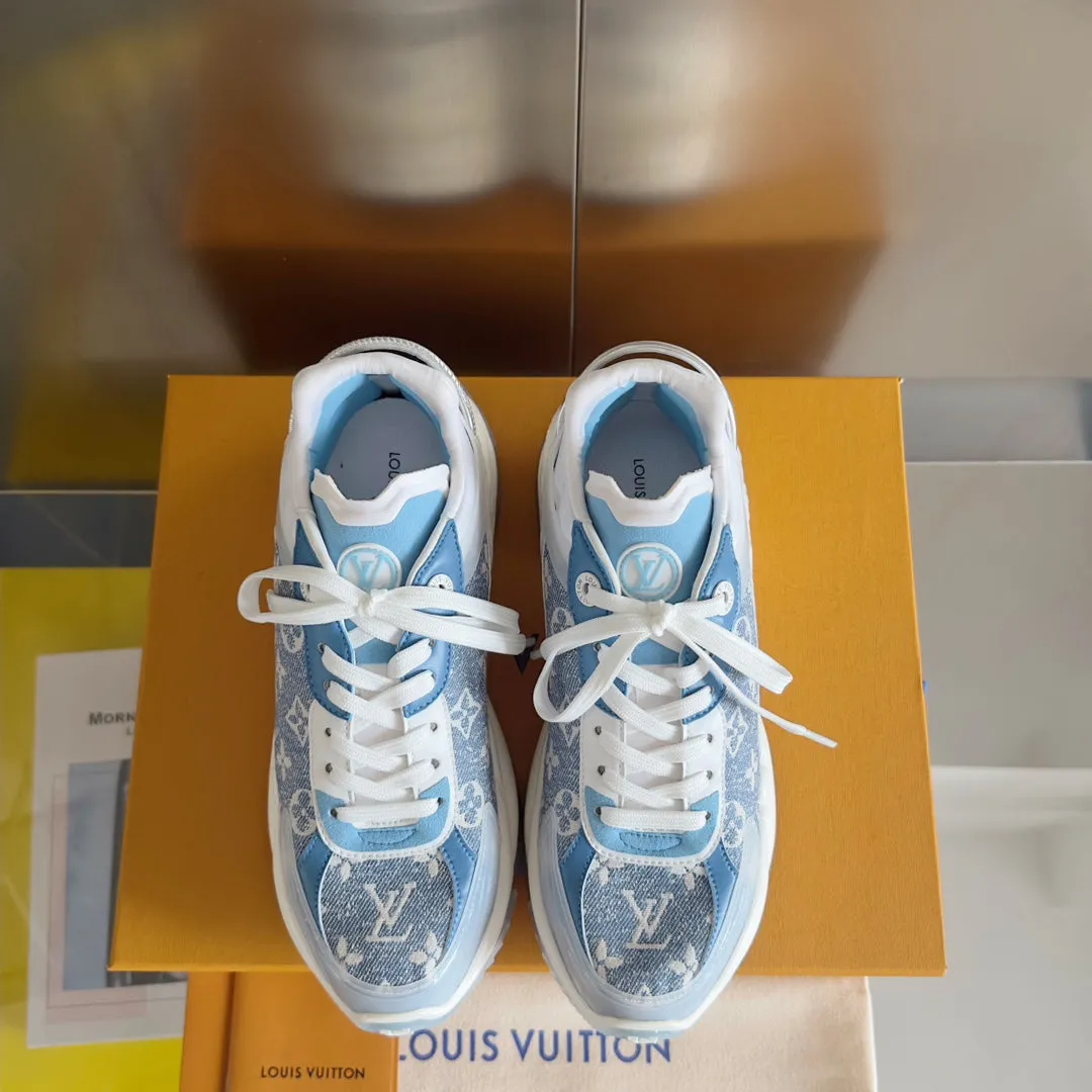 Sneaker 55mm Limited time Jacquard Mix Blue Fabric 55 Louis Light Machine-learning Vuitton White Monogram Run