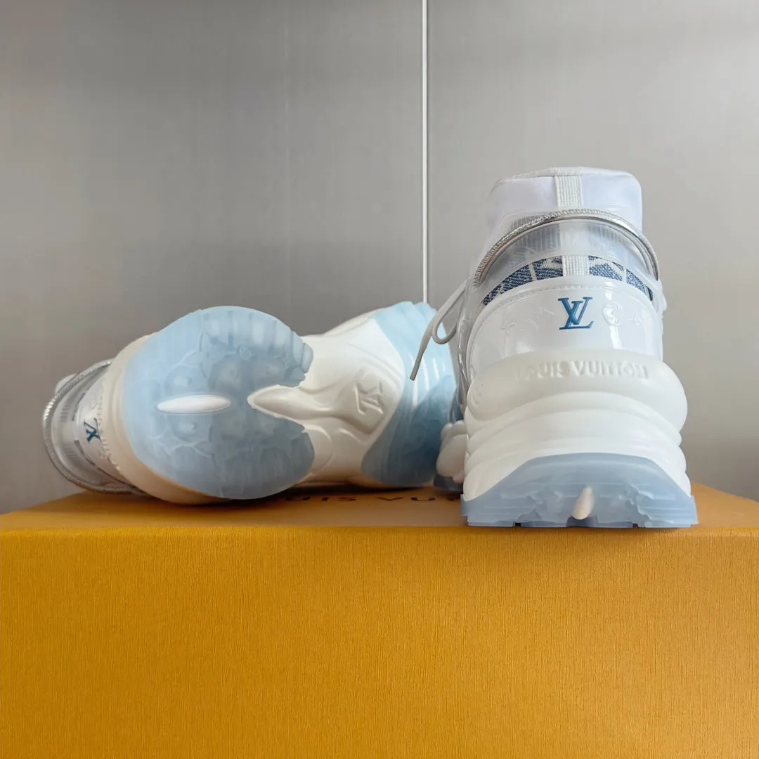 Sneaker 55mm Limited time Jacquard Mix Blue Fabric 55 Louis Light Machine-learning Vuitton White Monogram Run
