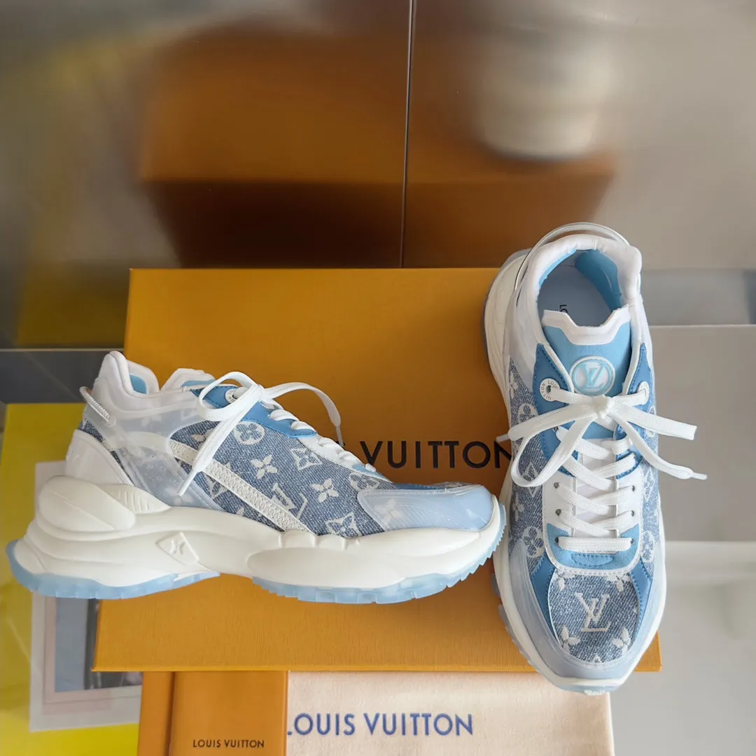 Sneaker 55mm Limited time Jacquard Mix Blue Fabric 55 Louis Light Machine-learning Vuitton White Monogram Run