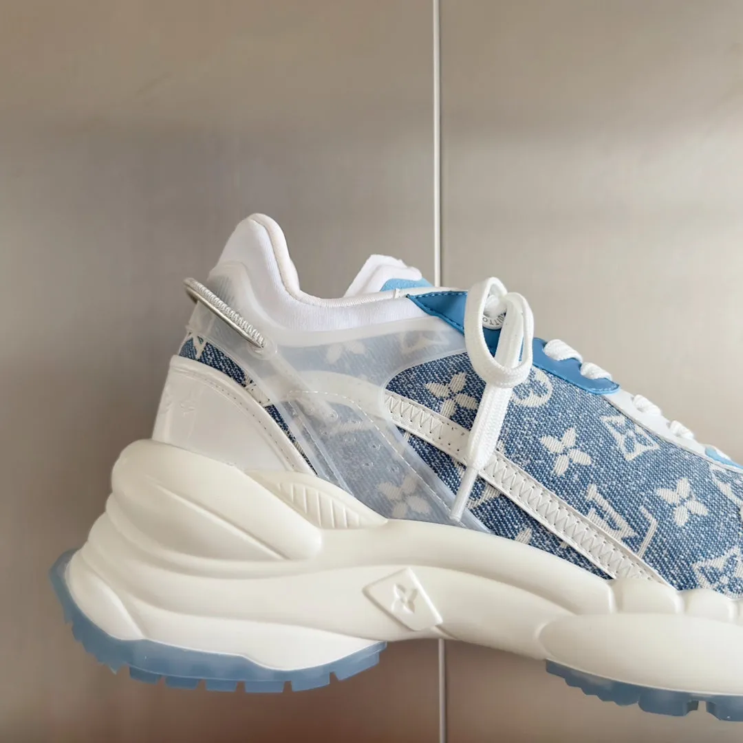 Sneaker 55mm Limited time Jacquard Mix Blue Fabric 55 Louis Light Machine-learning Vuitton White Monogram Run