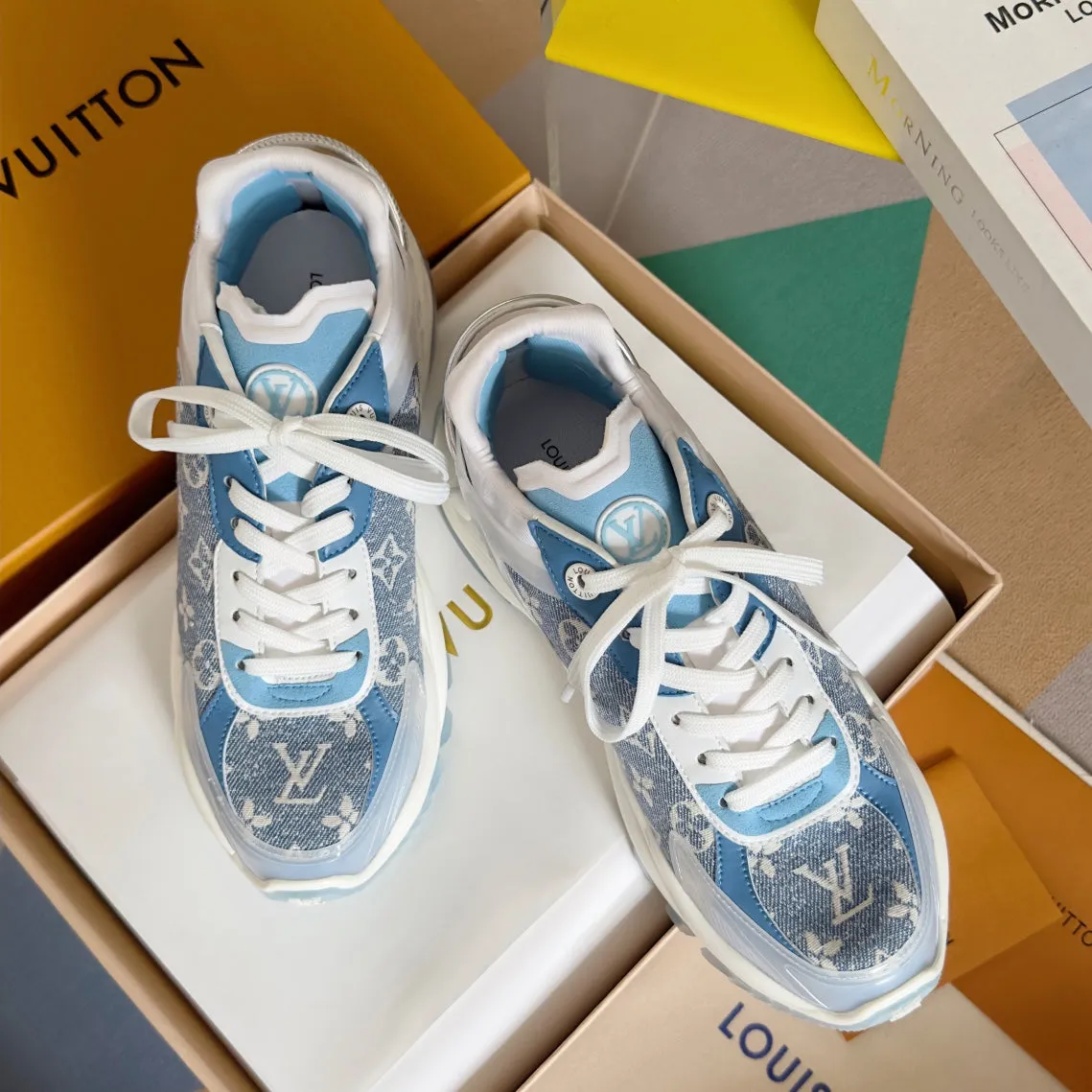 Sneaker 55mm Limited time Jacquard Mix Blue Fabric 55 Louis Light Machine-learning Vuitton White Monogram Run