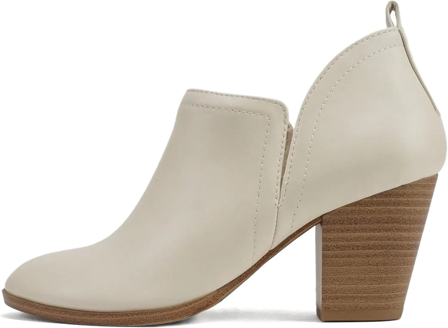 Soda “GAMEY” ~ Women Almond Toe V-Cut Slip-On Medium Stack Heel Ankle Bootie Shootie