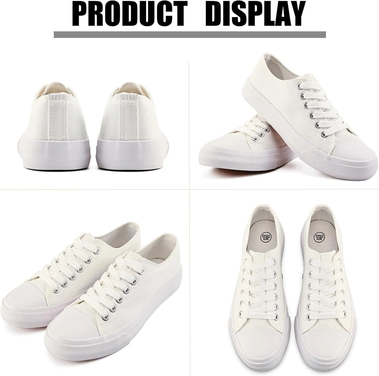 Soofylia Women's Canvas Fashion Sneakers, Grey, Flat Heel, Lace-Up, Lightweight, Breathable, Casual, Summer, Skateboarding