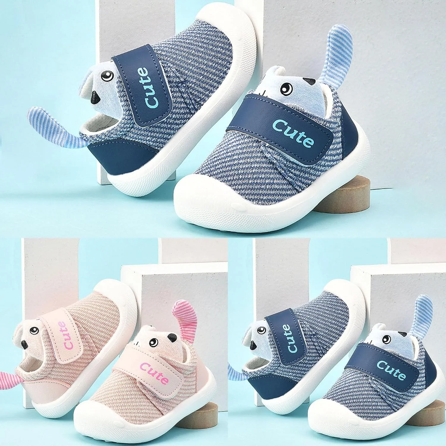 Squeaky Cute Sneaker for Toddler Baby Girls Boys Dinosaur Open Toe First Walking Non Slip Shoes Loafers Comfy Bottom