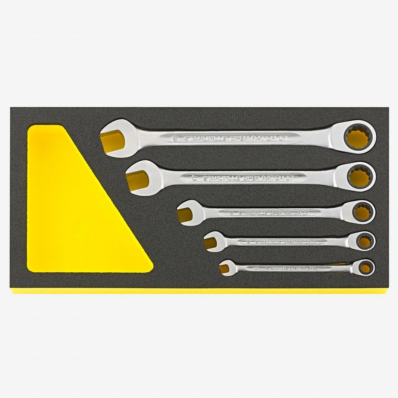 Stahlwille Sets Combination ratcheting Wrenchs Open-Ratch TCS 17F/5 L.175 mm W.350 mm H.30 mm 5pcs.