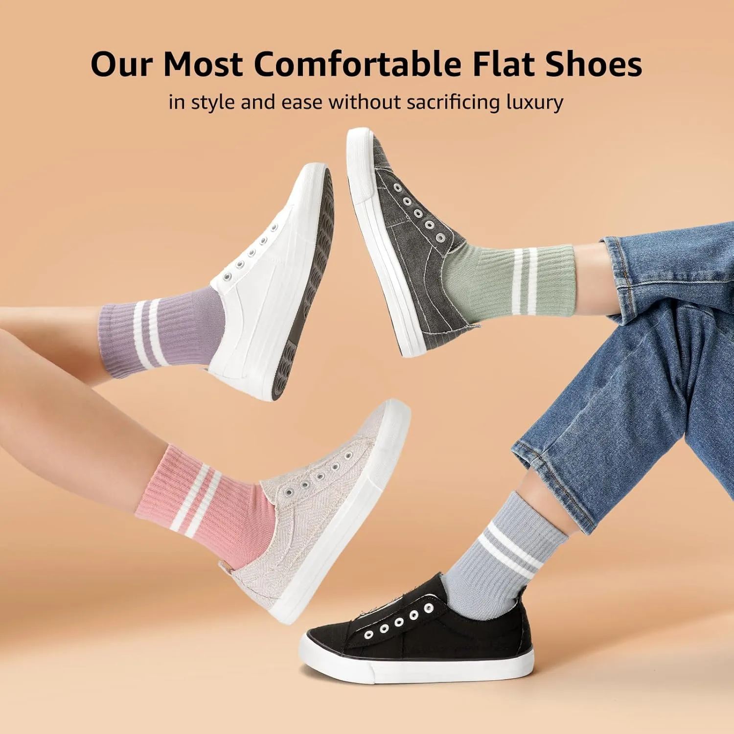 STQ Slip On Shoes Women Casual Canvas Sneakers