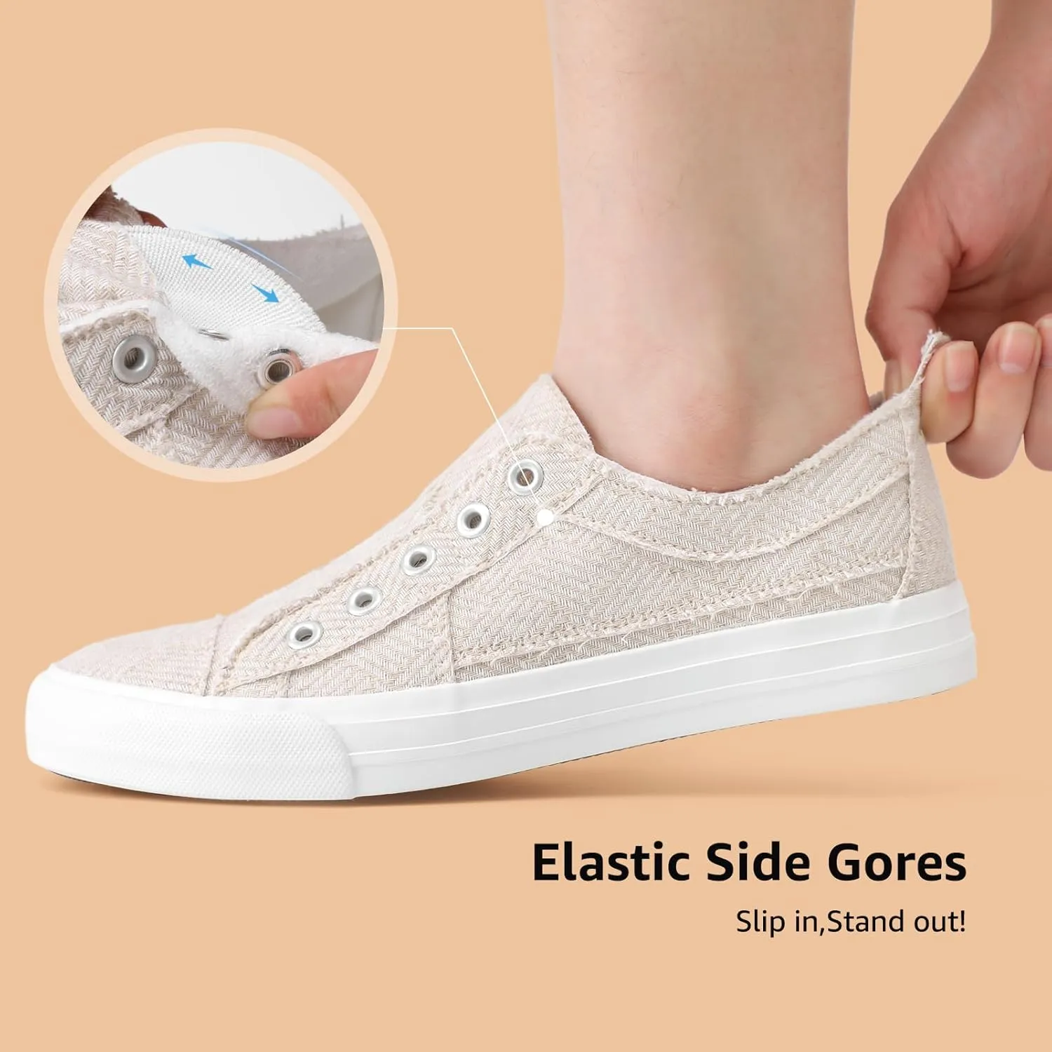 STQ Slip On Shoes Women Casual Canvas Sneakers