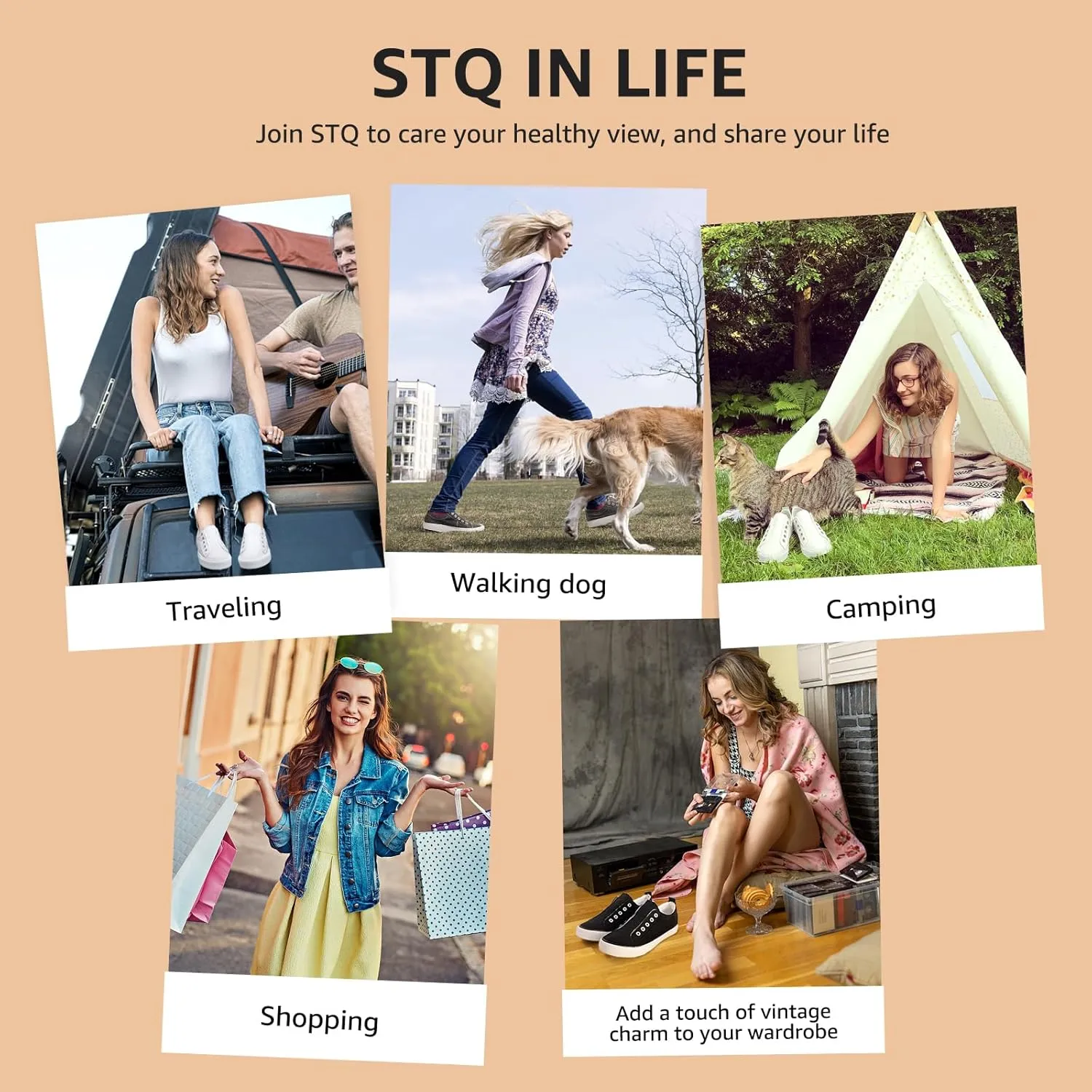STQ Slip On Shoes Women Casual Canvas Sneakers