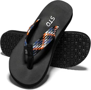 STQ Womens Quick Dry Flip Flops with Yoga Mat Sole丨Arch Support Thong Sandals