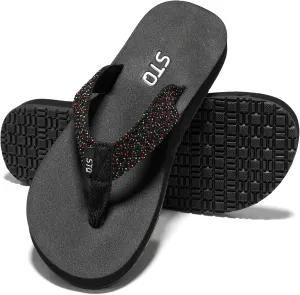 STQ Womens Quick Dry Flip Flops with Yoga Mat Sole丨Arch Support Thong Sandals