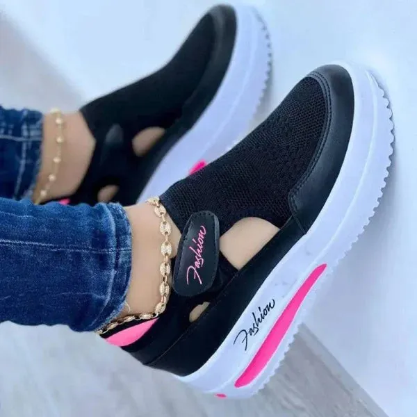 Stylish Fly Knit Shoes with Breathable Mesh and Velcro Design