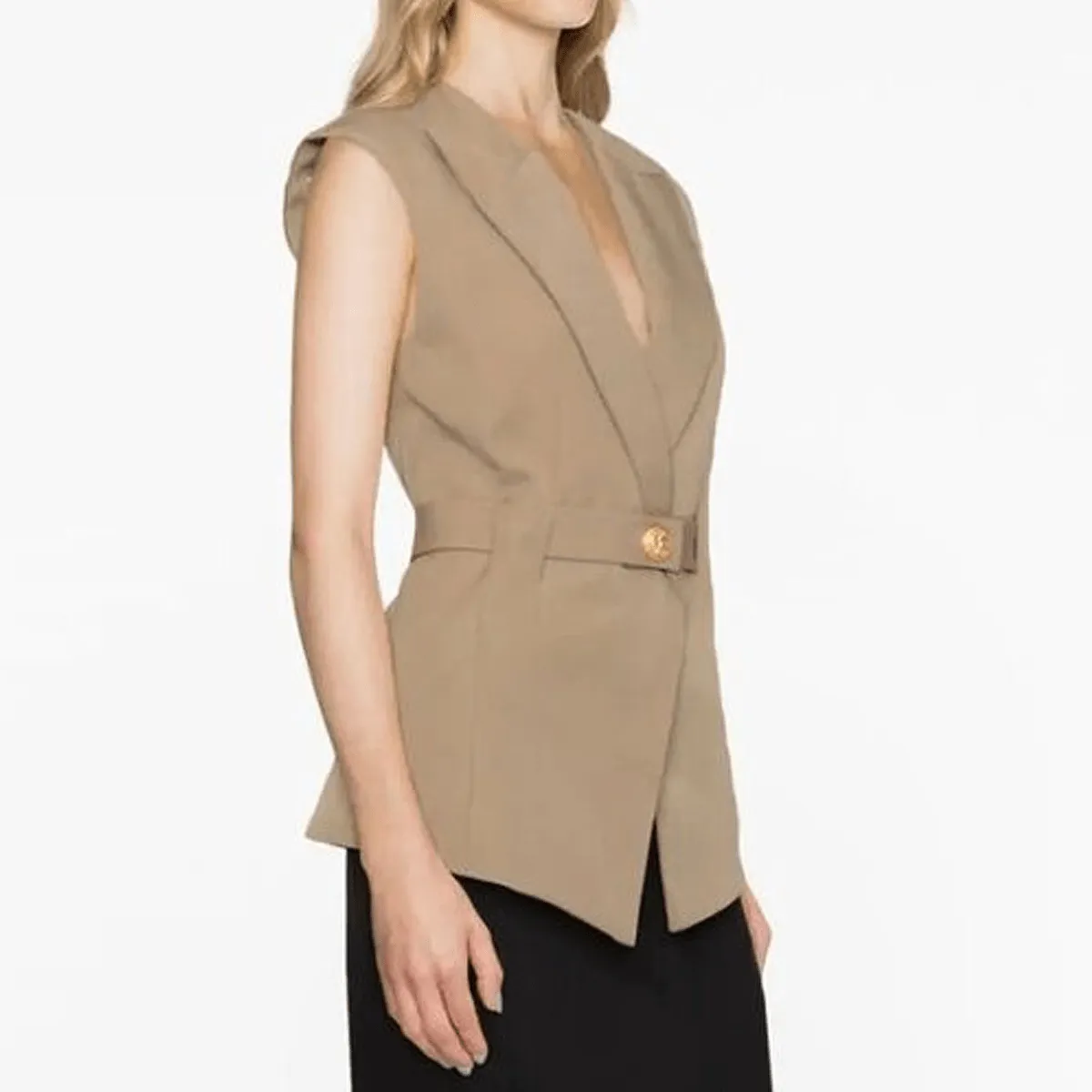 Summer New Fashion Sleeveless Lapel Slim Fit Women's Waistcoat