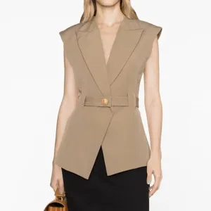 Summer New Fashion Sleeveless Lapel Slim Fit Women's Waistcoat