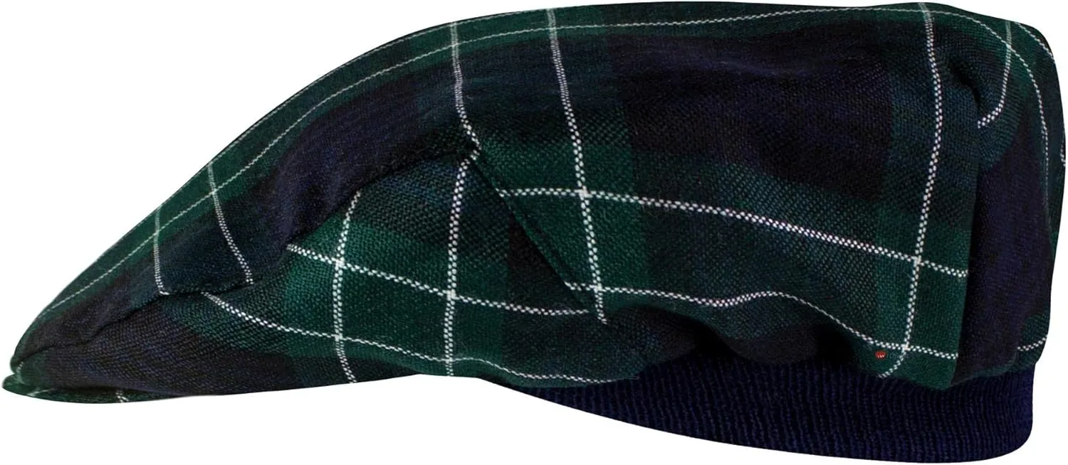 Tartan Design Flat Cap Abercrombie Modern Tartan Mens and Womens One Size Elasticated Band Comfort Fit Made in Scotland