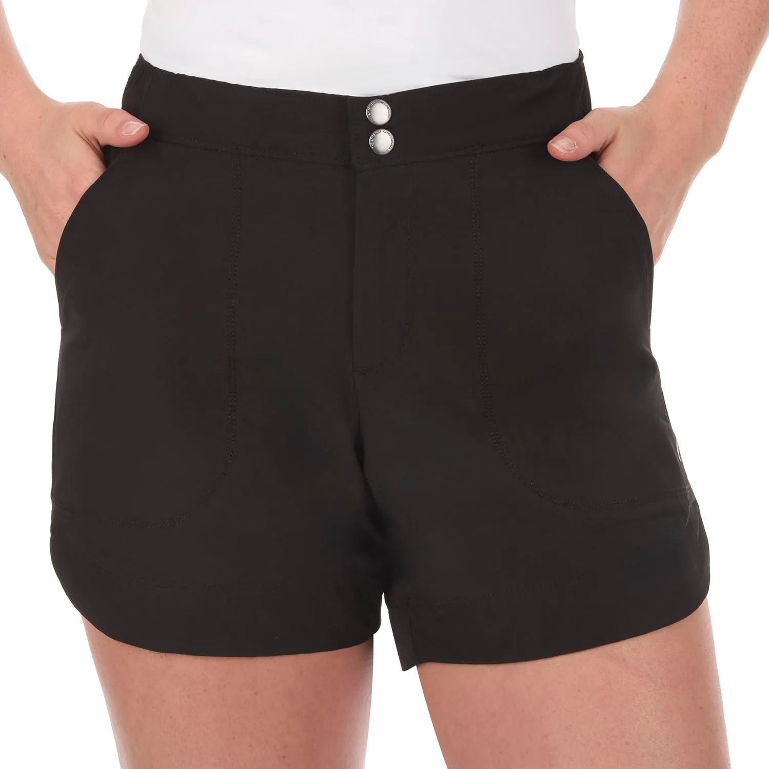 The American Outdoorsman Womens Curved Hem 5" Pull-On Trail Casual Shorts with Elastic Waist and Quick-Dry Fabric