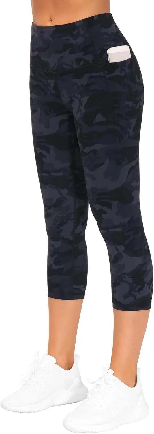 THE GYM PEOPLE Tummy Control Workout Capris Leggings with Pockets High Waist Athletic Yoga Pants for Women Running Hiking