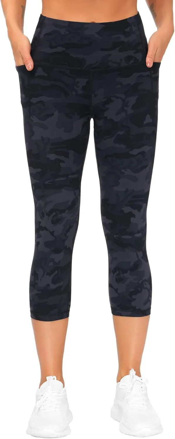 THE GYM PEOPLE Tummy Control Workout Capris Leggings with Pockets High Waist Athletic Yoga Pants for Women Running Hiking