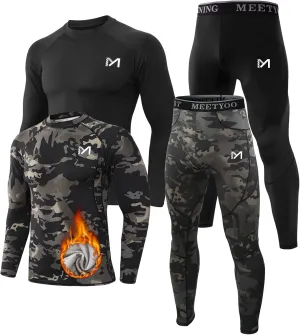 Thermal Underwear for Men,Men's Base Layer,2 Sets Long Johns Lined with Hunting Gear