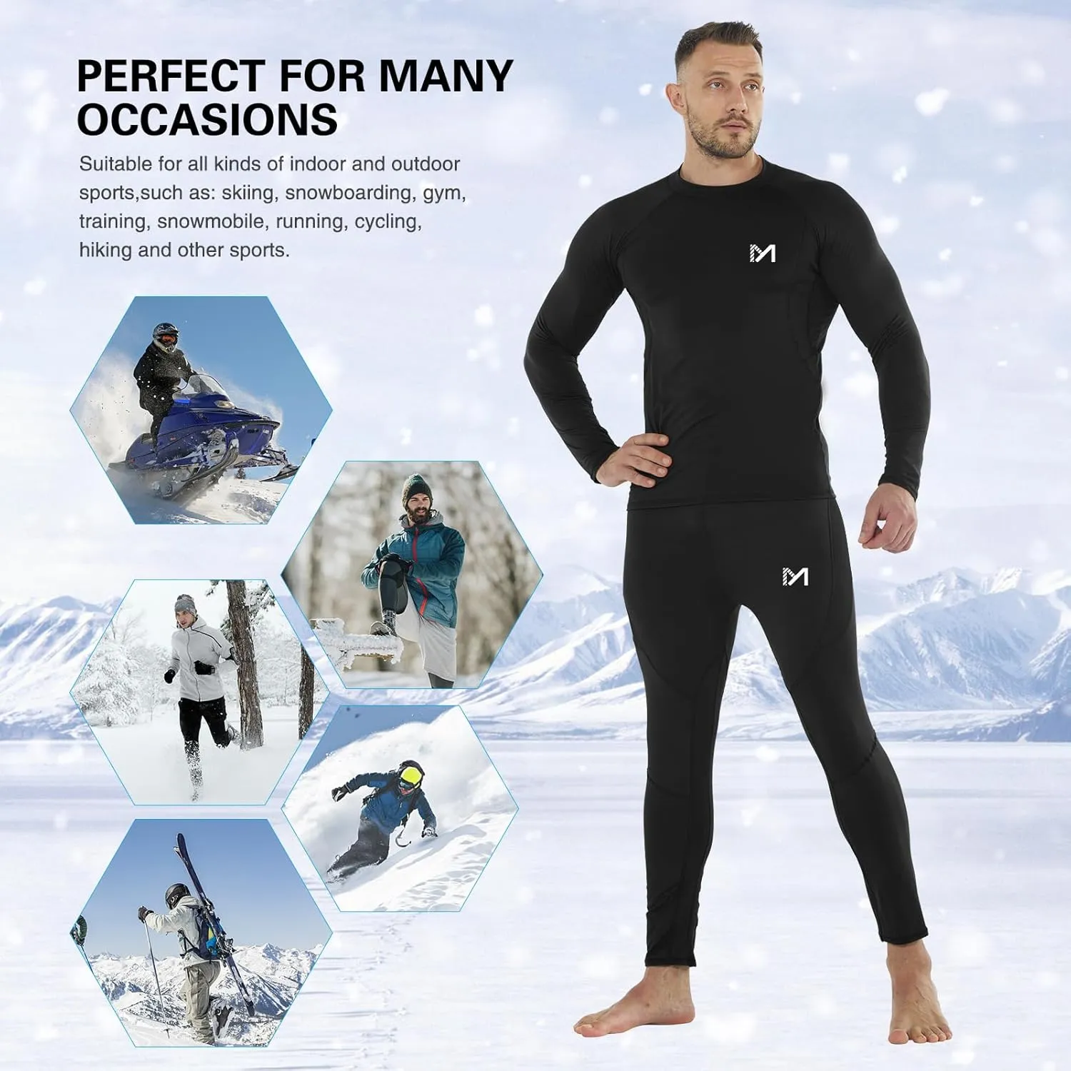 Thermal Underwear for Men,Men's Base Layer,2 Sets Long Johns Lined with Hunting Gear