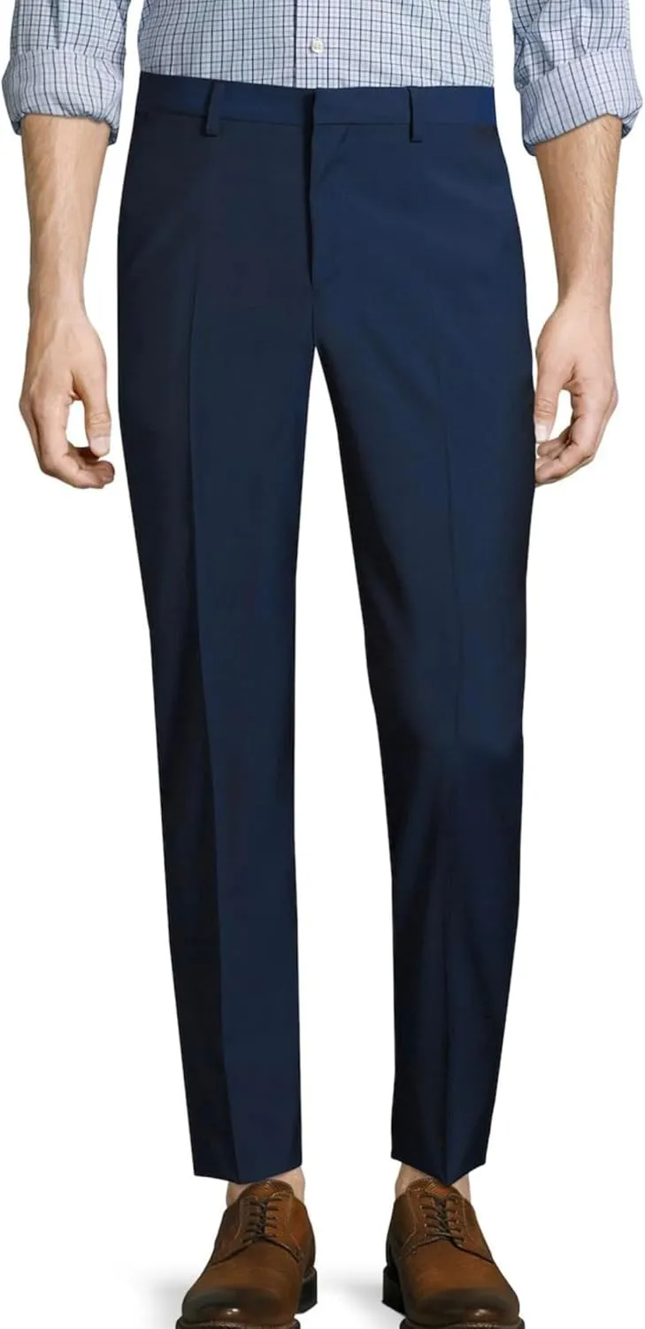 Thomas Pink Men's Lytton Wool All Seasons Slim FIT Topstitched Flat Front Dress Pants Trousers Navy Size 32