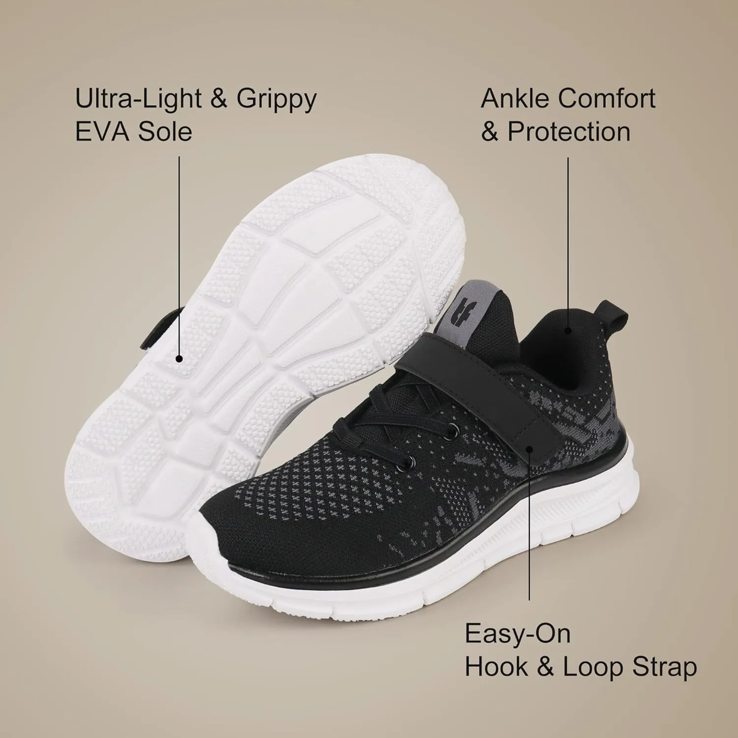 Tobfis Boys Girls Kids Arch Support Strap Athletic Running Tennis School Shoes Breathable Walking Sneakers Better for Flat Feet (Toddler/Little/Big Kid)