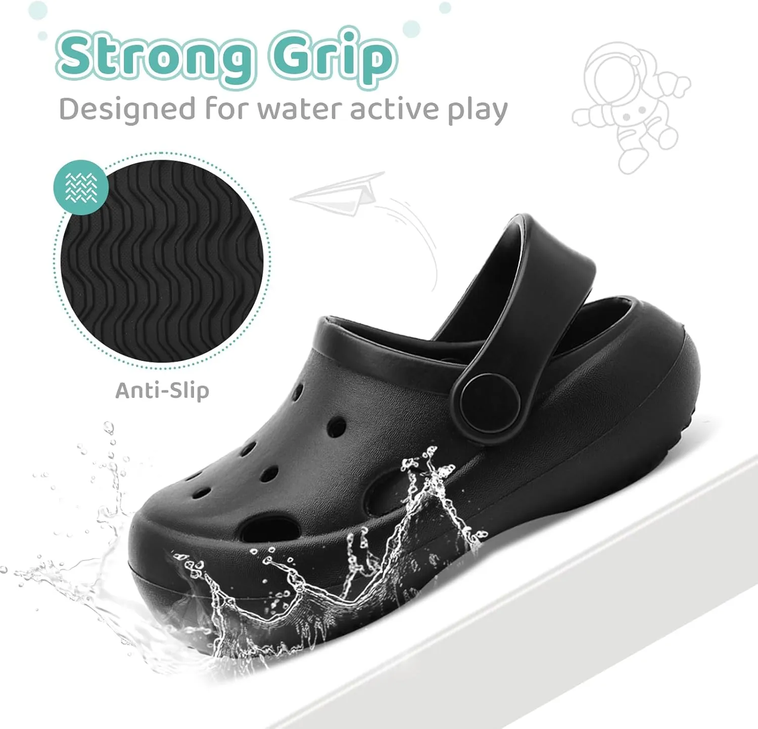 Toddler Classic Clogs Skin-Friendly Comfy Lightweight 丨Boys Girls Slip On Water Shoes