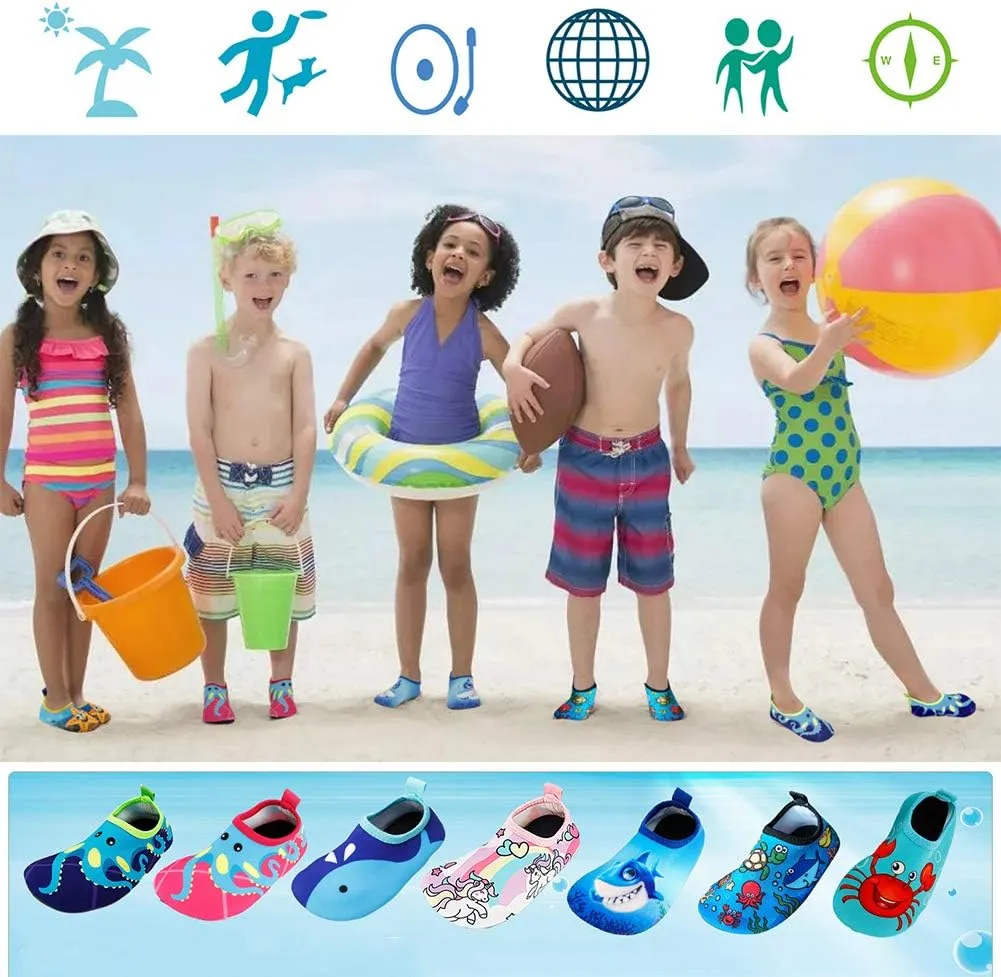 Toddler Kids Swim Water Shoes Quick Dry Non-Slip Water Skin Barefoot Sports Shoes Aqua Socks for Boys Girls Toddler