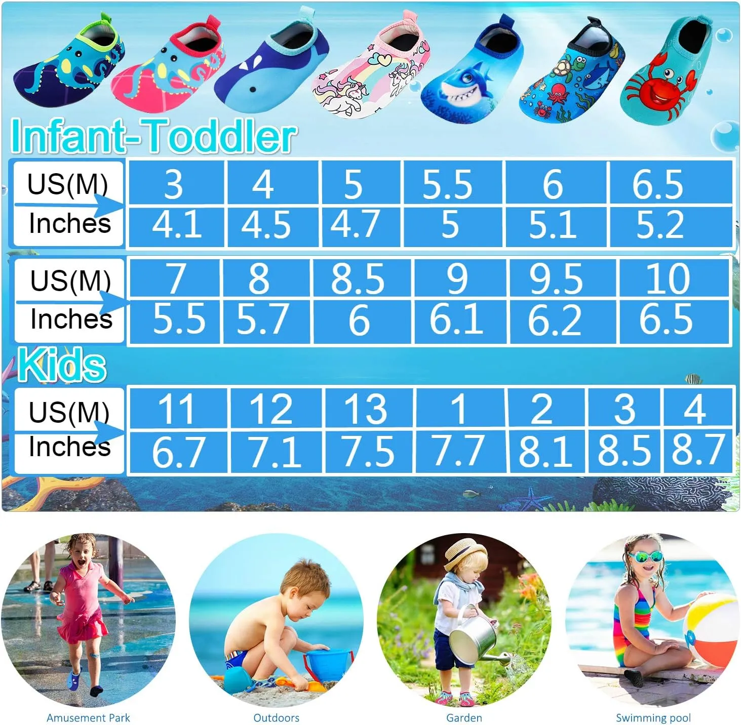 Toddler Kids Swim Water Shoes Quick Dry Non-Slip Water Skin Barefoot Sports Shoes Aqua Socks for Boys Girls Toddler