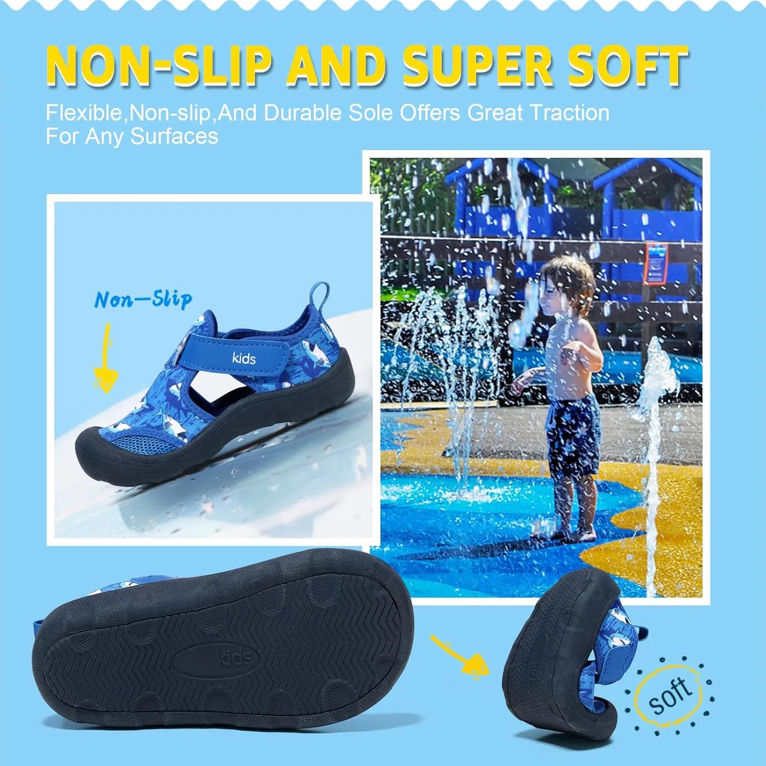Toddler Water Shoes Quick-Dry Cute Beach Swim Pool Shoes
