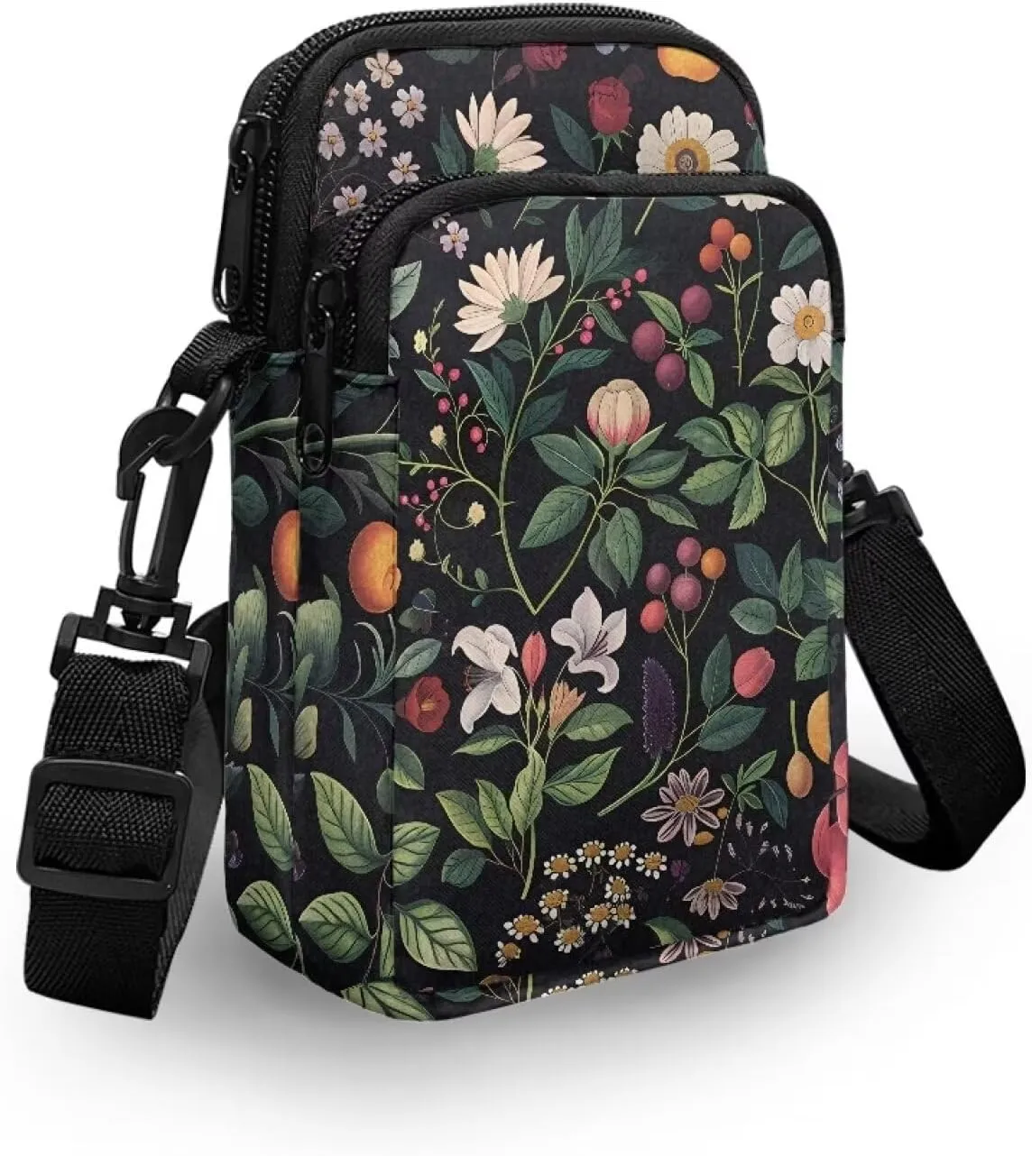 TODIYADDU Daisy Floral Cell Phone Purse for Women Wild Berry Moblie Phone Pouch Shoulder Bag Carrying Case with Adjustable Strap Portable Chest Bag for Women Easy to Clean Nice
