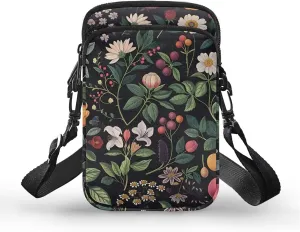 TODIYADDU Daisy Floral Cell Phone Purse for Women Wild Berry Moblie Phone Pouch Shoulder Bag Carrying Case with Adjustable Strap Portable Chest Bag for Women Easy to Clean Nice