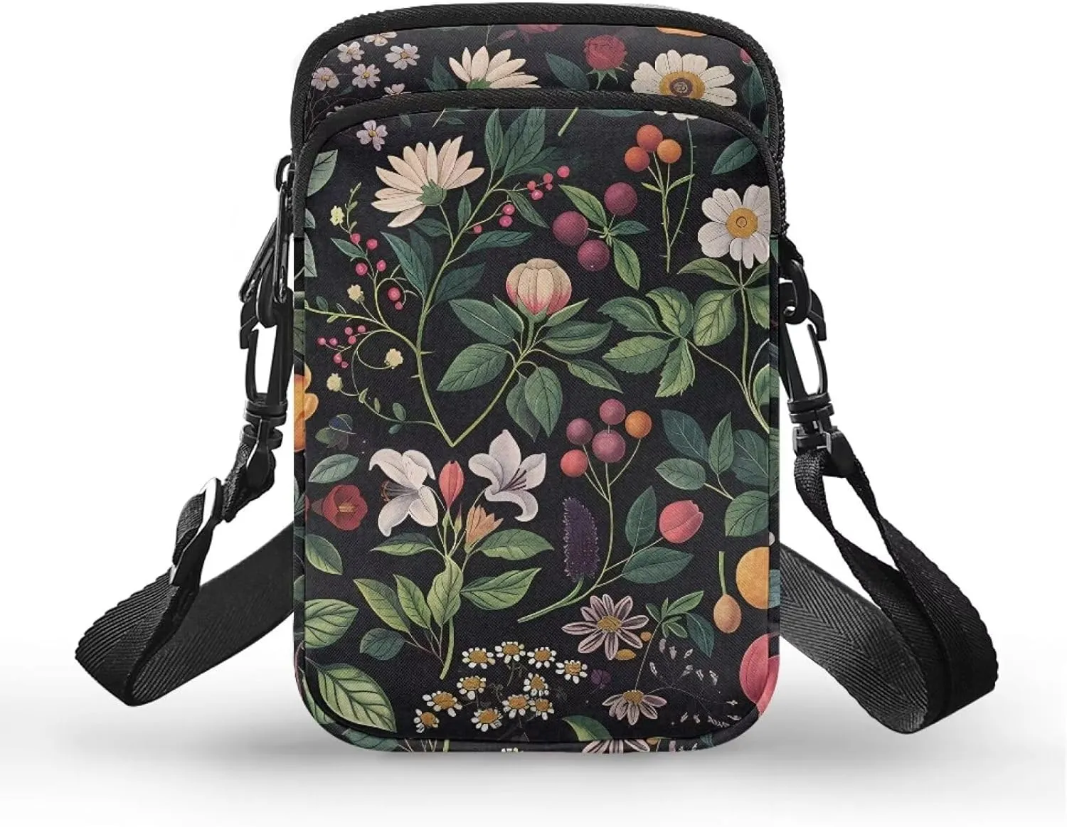 TODIYADDU Daisy Floral Cell Phone Purse for Women Wild Berry Moblie Phone Pouch Shoulder Bag Carrying Case with Adjustable Strap Portable Chest Bag for Women Easy to Clean Nice