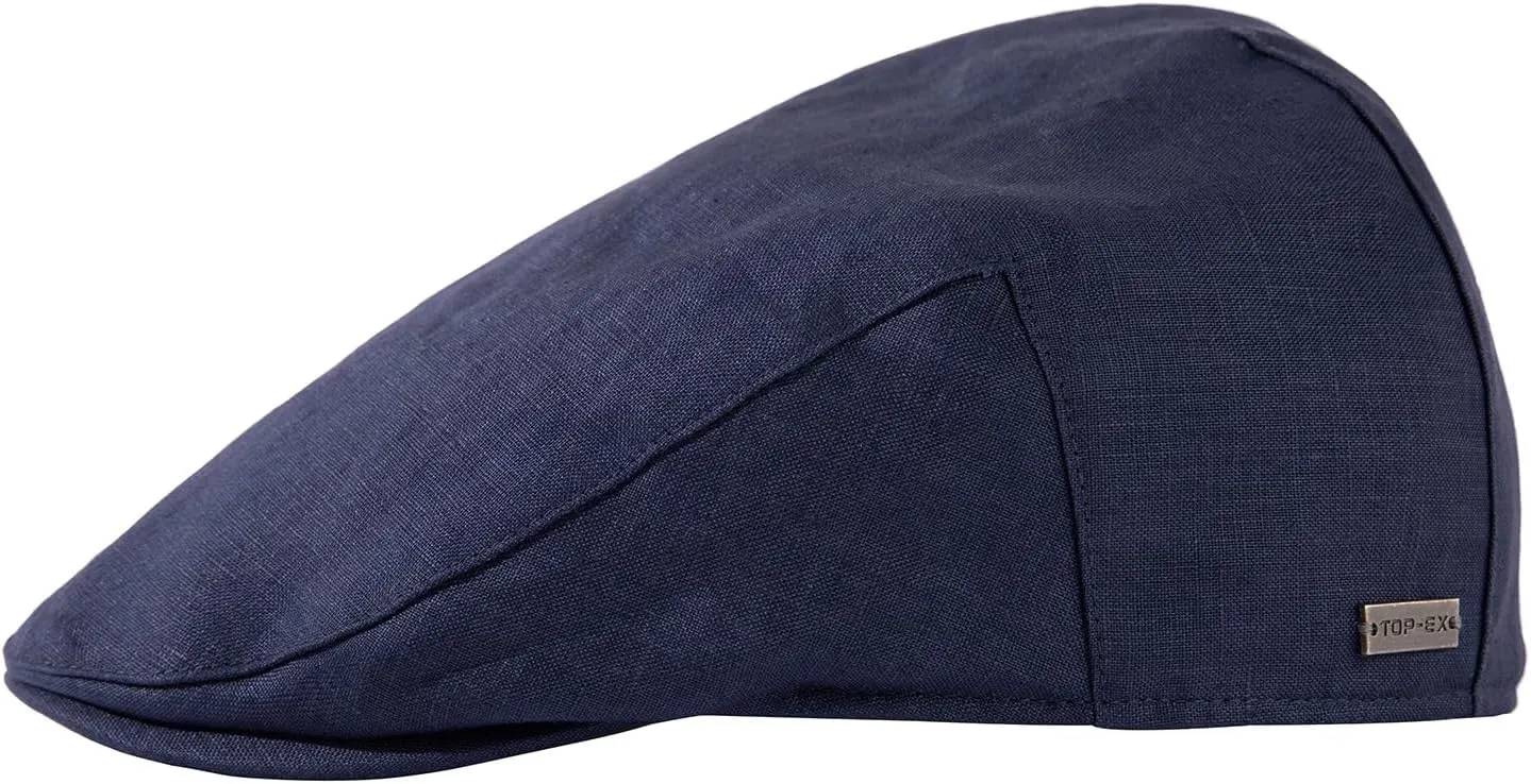 TOP-EX L/XL/XXL 100% Natural Linen Flat Cap Summer Cooling Newsboy Cap