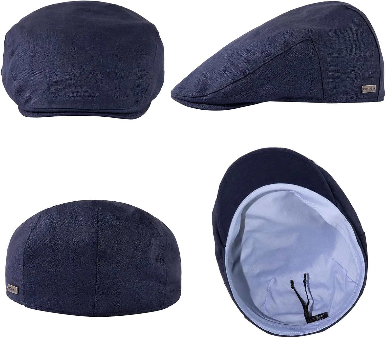 TOP-EX L/XL/XXL 100% Natural Linen Flat Cap Summer Cooling Newsboy Cap
