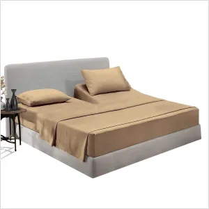 Top Split Head Flex Queen Sheet Set for Sleep Number Beds 4 Piece Taupe - Egyptian Cotton 1000 TC Split Sheets - Deep Pocket 15'' - Split Down 39 Inches from Top