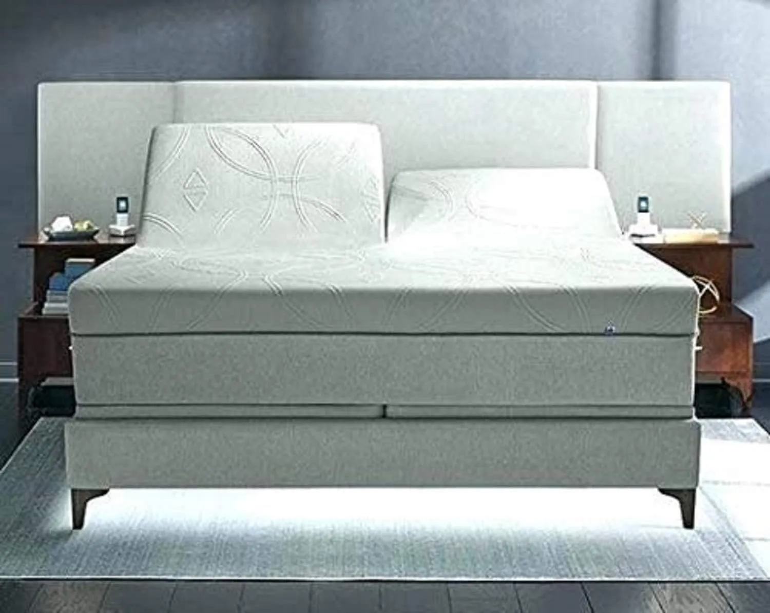 Top Split Head Flex Queen Sheet Set for Sleep Number Beds 4 Piece Taupe - Egyptian Cotton 1000 TC Split Sheets - Deep Pocket 15'' - Split Down 39 Inches from Top