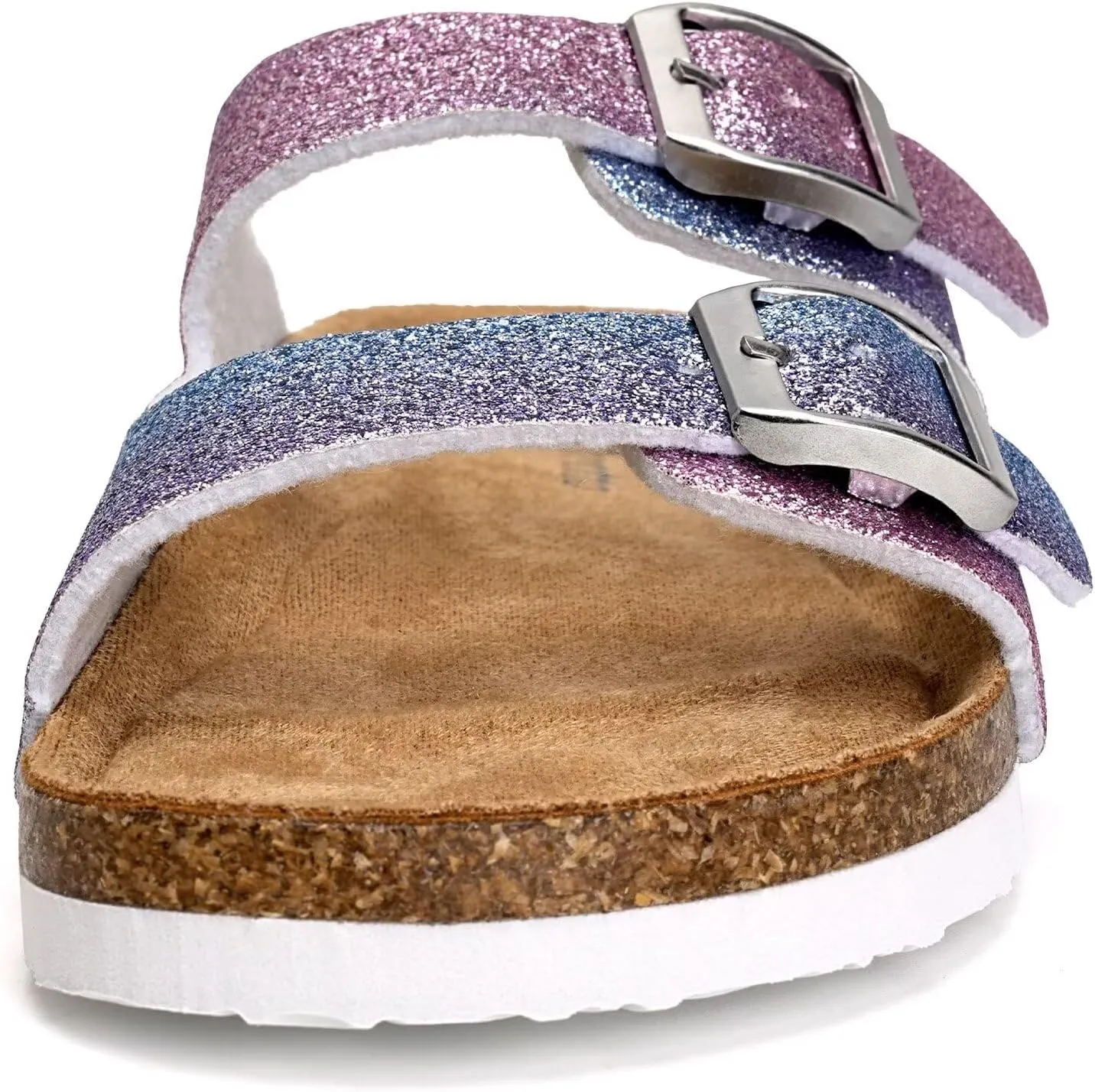 Torotto Kids Sandals Boys Girls Slide Summer Non-slip Cork Glitter Toddler Slippers with Adjustable Straps for Indoor & Outdoor