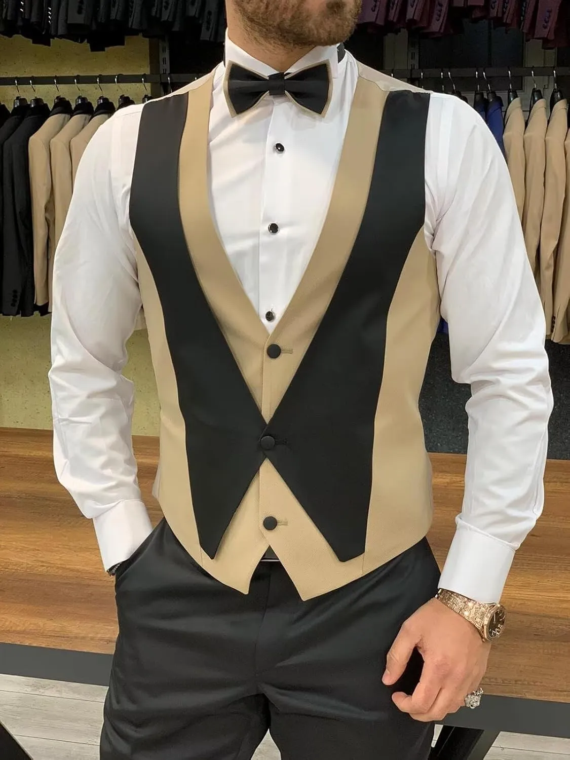 Tuxedo Men Suit Slim Fit 3 Piece Men Suits for Wedding Prom Groom Fashion One Button Blazer Vest Pants Set